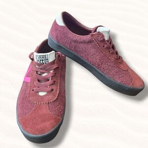 Vans Sport Low Top Suede Maroon Pink Stripe Women's Size 8 Sneakers Shoes